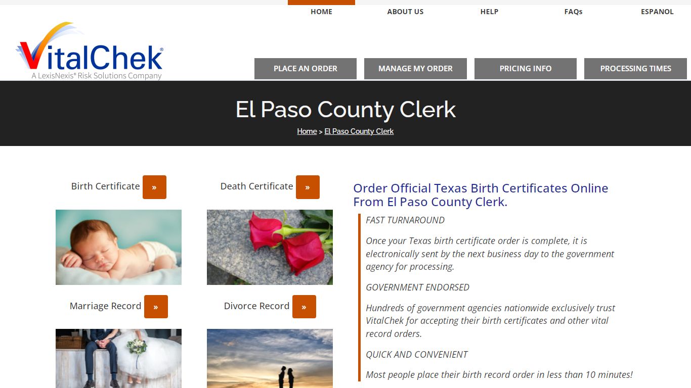 El Paso County (TX) Birth Certificates | Order Records - VitalChek