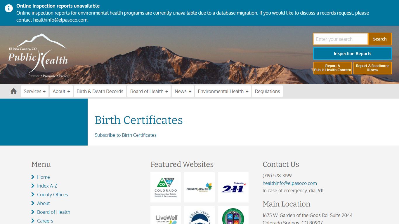 Birth Certificates | El Paso County Public Health